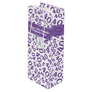 Bolsa Para Vino Feliz 40.º Nacimiento Patrón de números Cora/Blanc