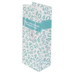 Bolsa Para Vino Feliz 40.º Nacimiento Patrón Número Verde azulado/