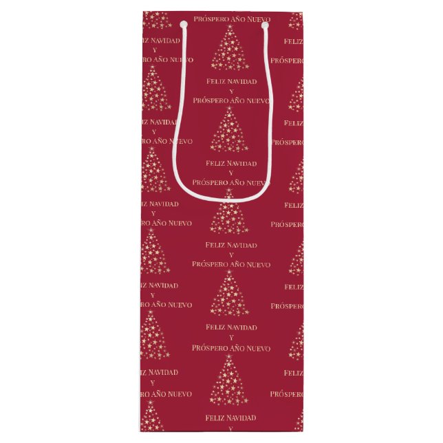 Bolsa Para Vino Feliz árbol de navidad navideño navideño navideño  (Anverso)