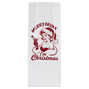 Bolsa Para Vino Feliz Borracho Soy Cóctel de Navidad Snarky Beber