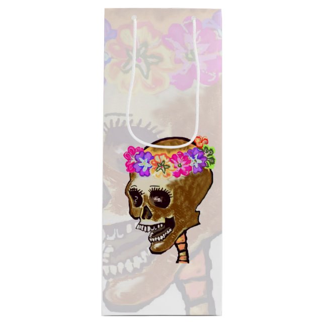 Bolsa Para Vino Felíz Cráneo de Halloween (Anverso)