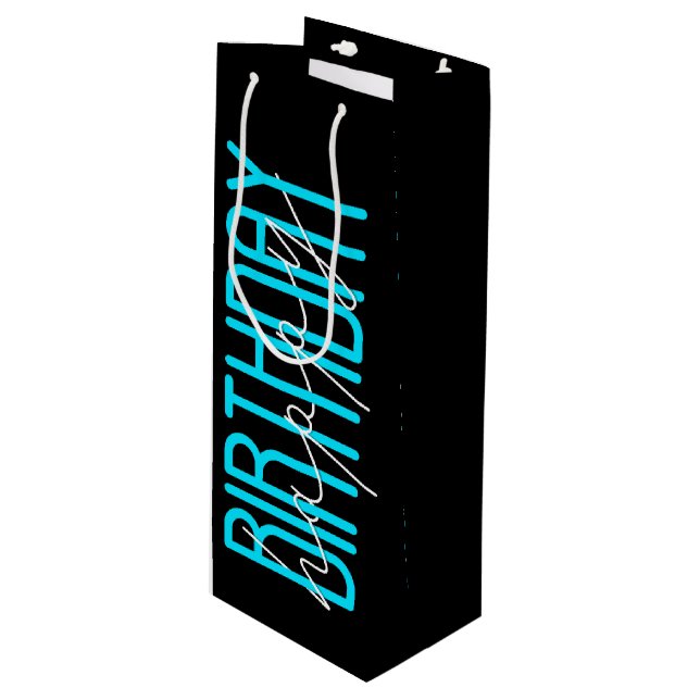 Bolsa Para Vino Feliz cumpleaños en negro (Angulo Anverso)