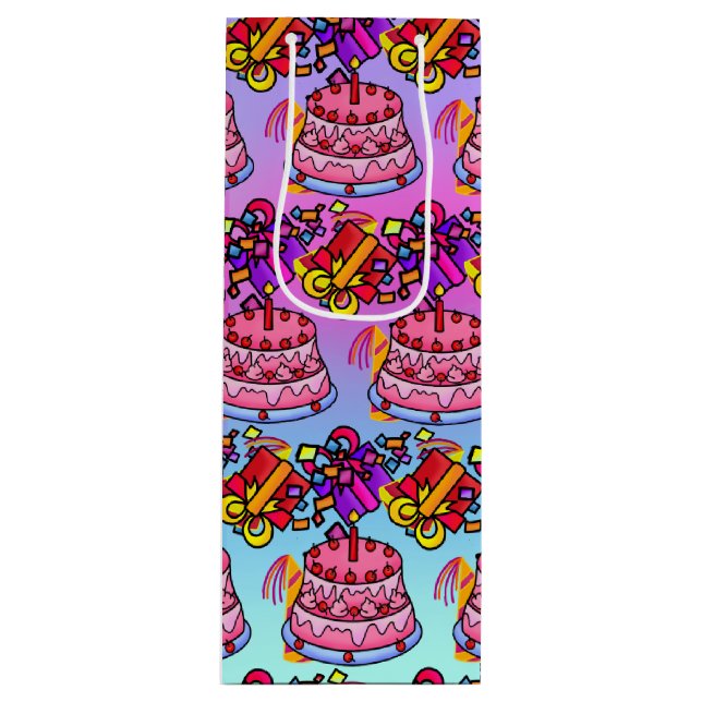 Bolsa Para Vino Feliz cumpleaños: Fiesta celebra vino (Anverso)