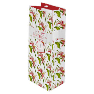 Bolsa Para Vino Feliz cumpleaños Stargazer Lily Photo Pattern