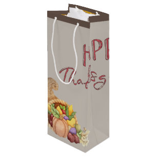 Bolsa Para Vino Feliz Día de Acción de Gracias Cornucopia Basket