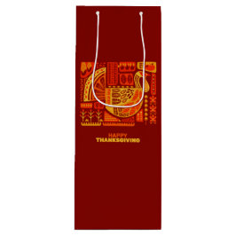 Bolsa Para Vino Feliz Día de Acción de Gracias Naranja de Resumen 