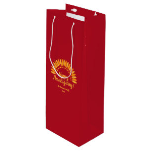 Bolsa Para Vino Feliz Día de Acción de Gracias Yellows Red Añadir