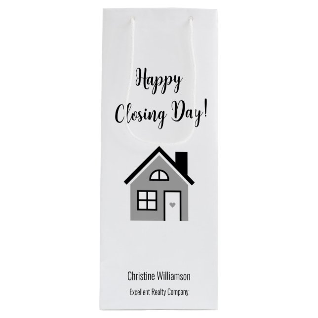 Bolsa Para Vino Feliz Día de Cierre Realtor (Anverso)