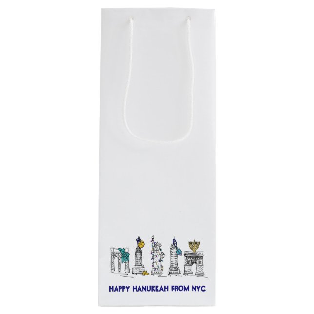 Bolsa Para Vino Feliz Hanukkah New York City NYC Chanukah Holiday (Anverso)