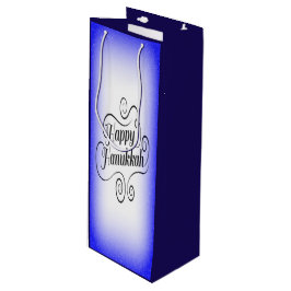 Bolsa Para Vino Feliz Janucá con fondo azul blanco de 2 tonos