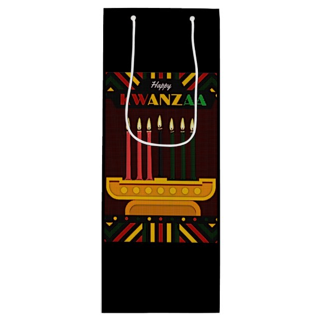 Bolsa Para Vino Feliz Kwanzaa PopArt (Anverso)