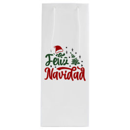 Bolsa Para Vino Feliz Navidad en rojo y verde