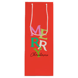 Bolsa Para Vino Feliz Navidad Moderno Brillante Festivo