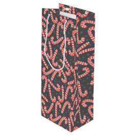 Bolsa Para Vino Feliz Navidad Peppermint Candy Canes Snowflakes