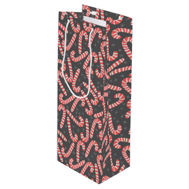 Bolsa Para Vino Feliz Navidad Peppermint Candy Canes Snowflakes (Angulo Anverso)