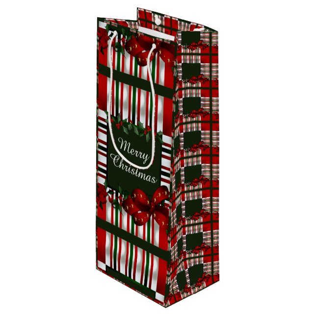 Bolsa Para Vino Feliz Navidad personalizada (Angulo Anverso)