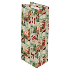 Bolsa Para Vino Feliz Navidad y Temporadas Saludos a Vintage