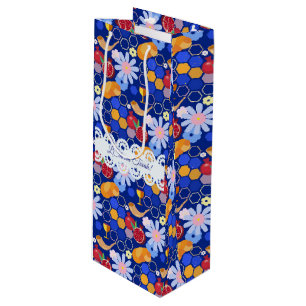 Bolsa Para Vino Feliz Rosh Hashanah Patrón floral de Año Nuevo jud