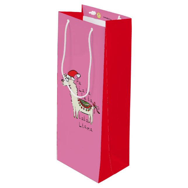 Bolsa Para Vino Festividad de los Navidades de Llama Cute (Angulo Anverso)