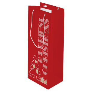 Bolsa Para Vino Festividad Roja del Árbol de Navidad Merrible