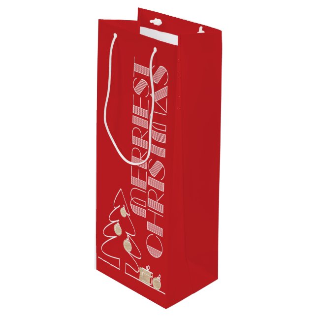 Bolsa Para Vino Festividad Roja del Árbol de Navidad Merrible (Angulo Anverso)