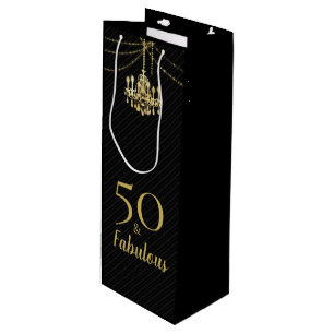 Bolsa Para Vino Fiesta de cumpleaños 50 & Fabuloso Candil dorado