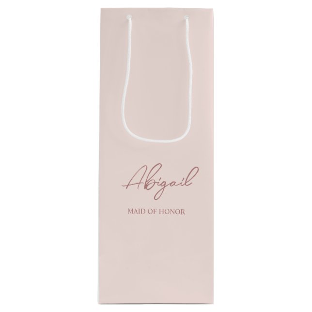 Bolsa Para Vino Fiesta de matrimonio de nombre personalizado malva (Anverso)
