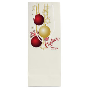 Bolsa Para Vino Fiesta de Navidades blancos, dorados y rojos