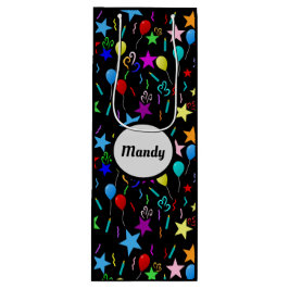 Bolsa Para Vino Fiesta de nombres personalizado negro