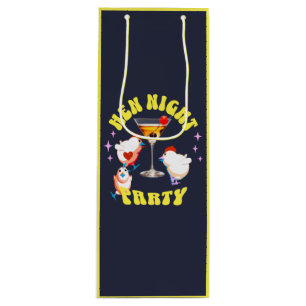 Bolsa Para Vino Fiesta Nocturna de Gallinas Divertidas Gallina Div