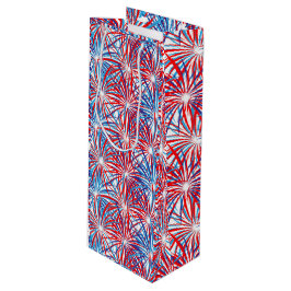 Bolsa Para Vino Fireworks Design, Red White and Blue USA Fireworks