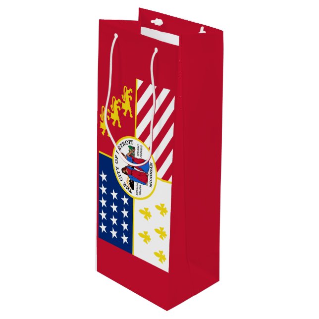 Bolsa Para Vino Flag of Detroit, Michigan Wine Gift Bag (Angulo Anverso)