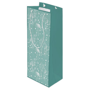 Bolsa Para Vino Flamencos blancos al estilo escandinavo en Verde a