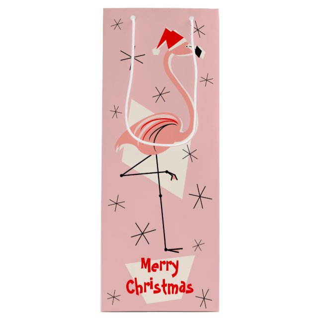 Bolsa Para Vino Flamingo Santa Rosa Feliz Navidad (Anverso)