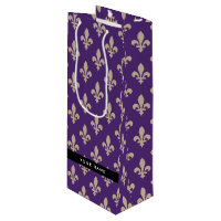 Fleur de Lis, Beige sobre Púrpura, Real, Tu Nombre