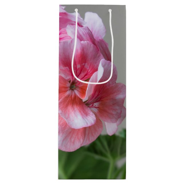 Bolsa Para Vino Flor de geranio rosa (Anverso)