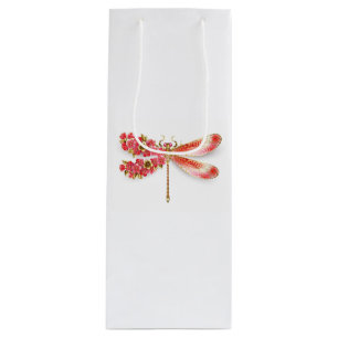 Bolsa Para Vino Flor libélula con sakura de joyas