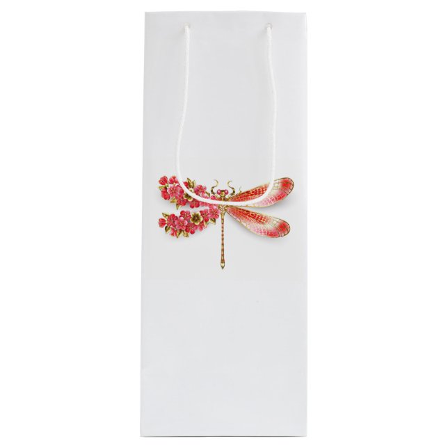 Bolsa Para Vino Flor libélula con sakura de joyas (Anverso)