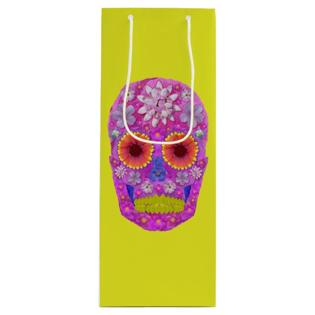 Bolsa Para Vino Flor Skull 2 (Anverso)