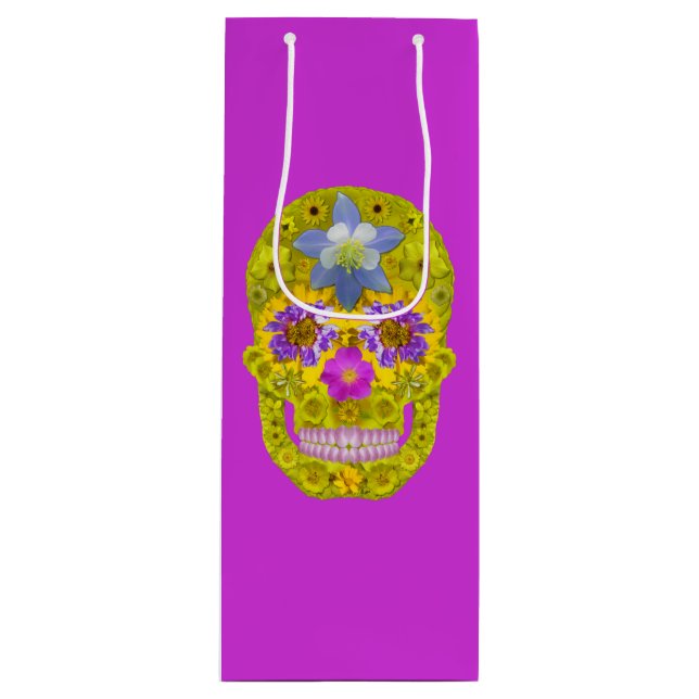 Bolsa Para Vino Flor Skull 3 (Anverso)