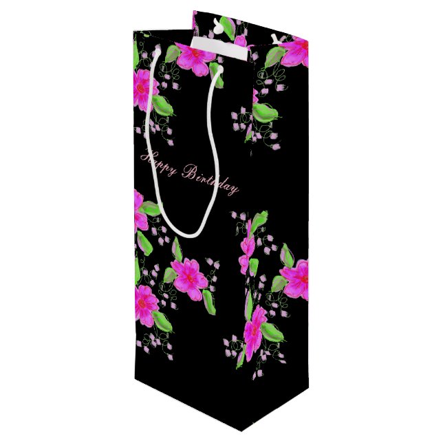 Bolsa Para Vino Flora rosa brillante adorable (Angulo reverso)