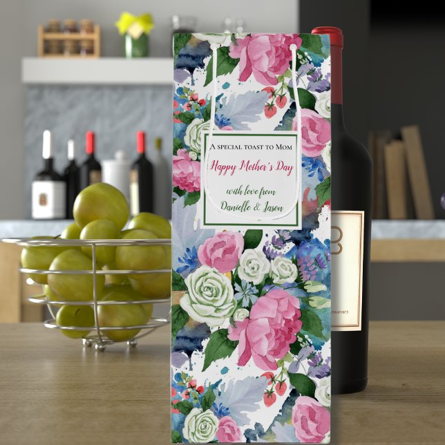Bolsa Para Vino Floral acuarela Día de la Madre (Subido por el creador)
