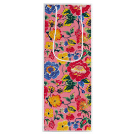Bolsa Para Vino Floral Chinoiserie rosa brillante