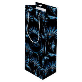 Bolsa Para Vino Floral de verano azul monogramada