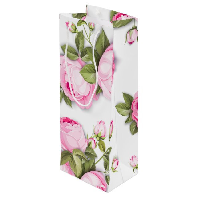 Bolsa Para Vino Floral rosa (Angulo reverso)