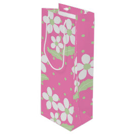 BOLSA PARA VINO FLORES DE BLANCO VERDE ROSA