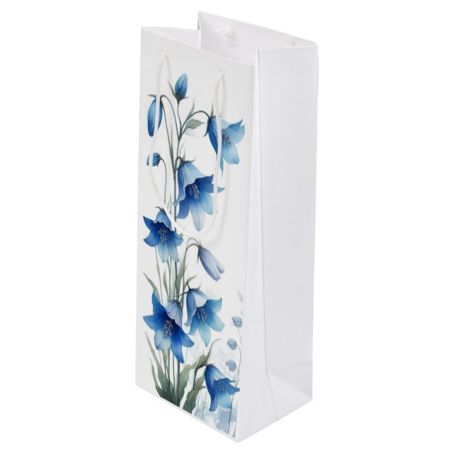 Bolsa Para Vino Flores Elegantes Campanillas Azules  (Angulo Anverso)