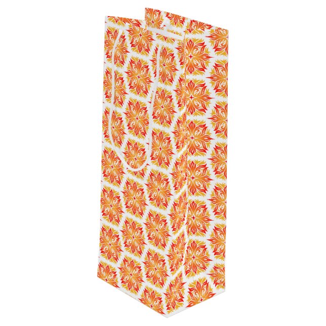 Bolsa Para Vino Flores naranjas, Patrón De Flores, Patrón Floral (Angulo reverso)