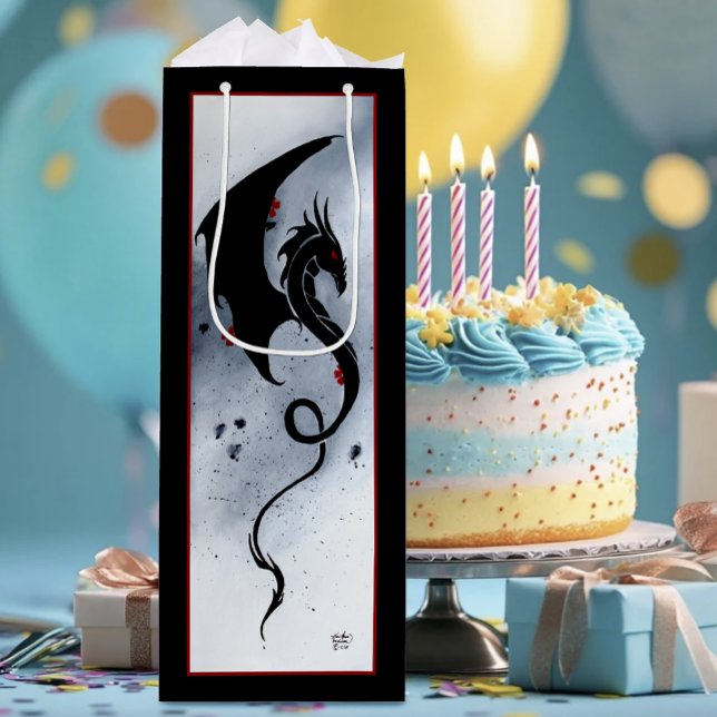 Bolsa Para Vino Flores rojas azules Dragón negro (Subido por el creador)