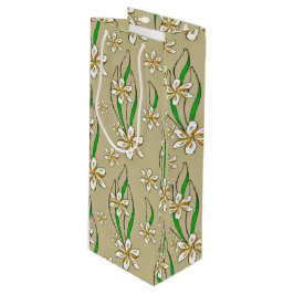 Bolsa Para Vino Fondo beige de color blanco floral monograma